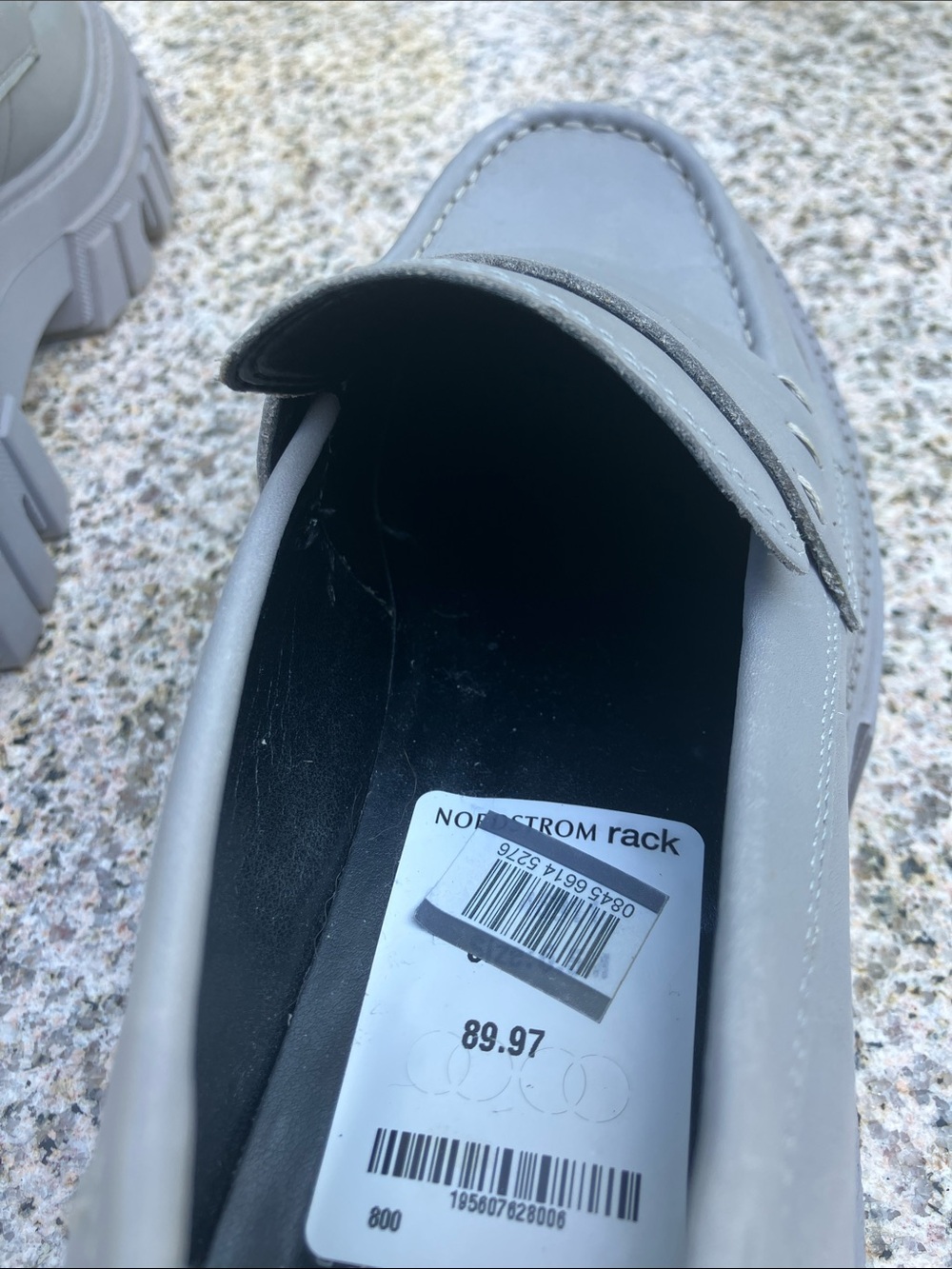 Marc Fisher Grey Leather Platform Loafers - Picture 8 of 9